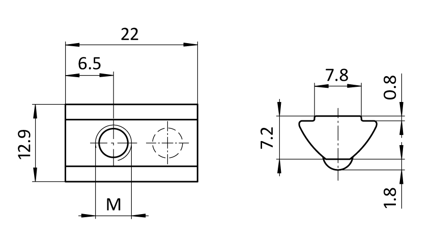 Nutenstein 12,9 x 7.2 mm, einschwenkbar mit Federkugel farbig